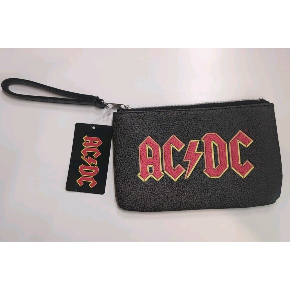 NWT AC/DC Rock Money Talk Canvas Zippered Makeup Bag Clutch Officially Licensed